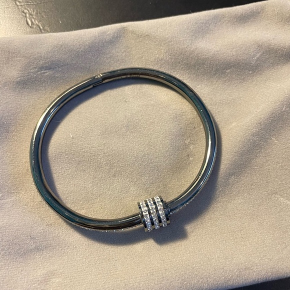 Stainless steel and CZ screw bracelet